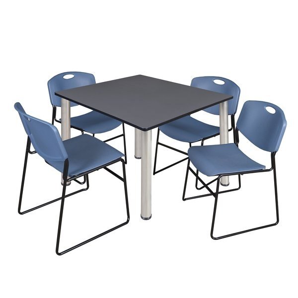 Square Tables > Breakroom Tables > Kee Square Table & Chair Sets, 48 W, 48 L, 29 H, Grey, REGENCY, Mfr# TB4848GYBPCM44BE